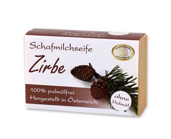 Palmölfreie Schafmilchseife eckig 150g modern, Zirbe
