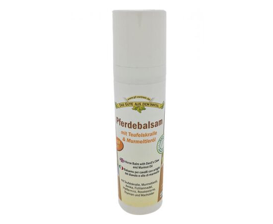 Pferdebalsam mit Teufelskralle & Murmeltieröl 75 ml Spender mit Teufelskralle, Murmeltieröl, Arnika, Fichtennadel, Pfefferminz, Rosskastanie, Thymian und Wacholder